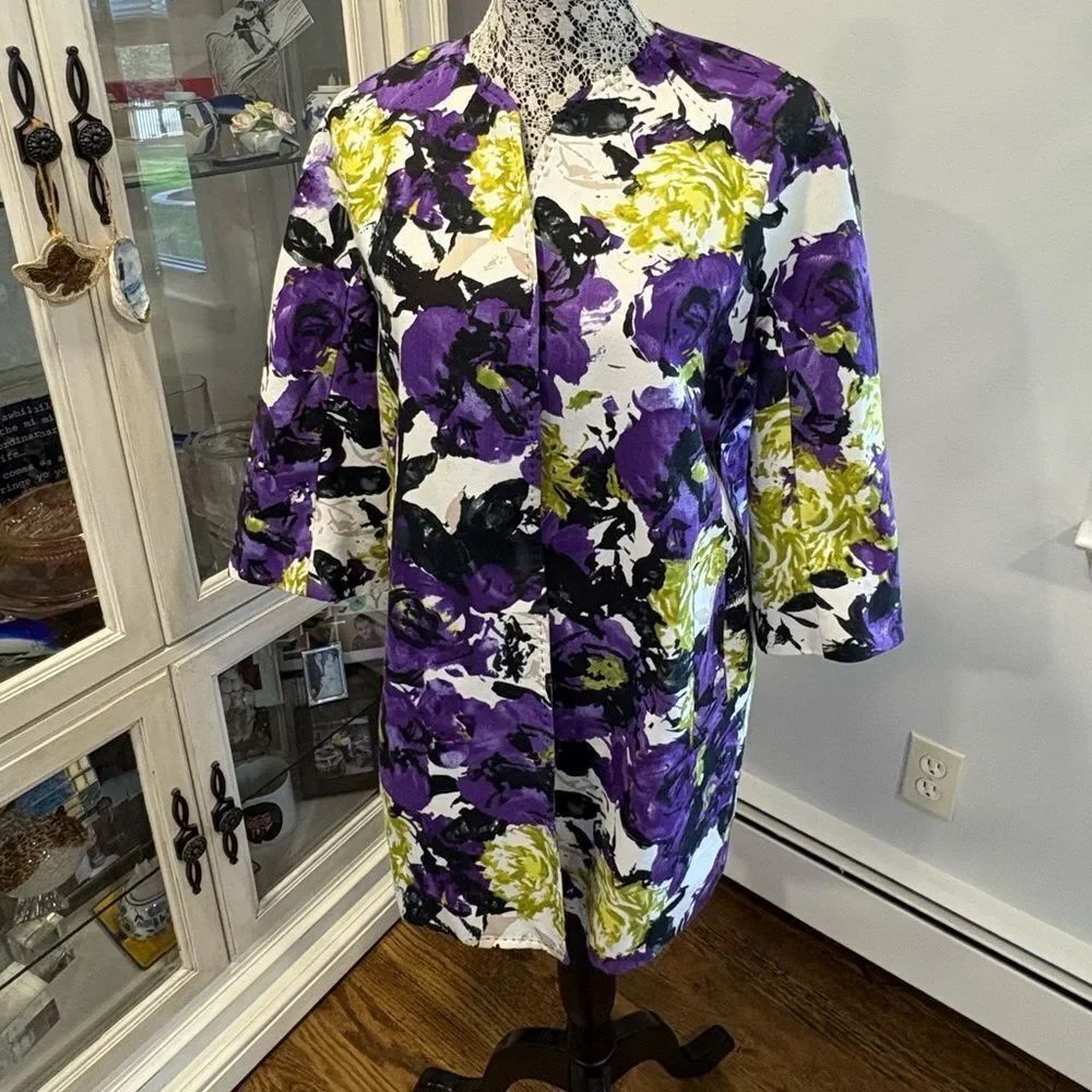 Anne Klein Purple and Yellow Floral Jacket
